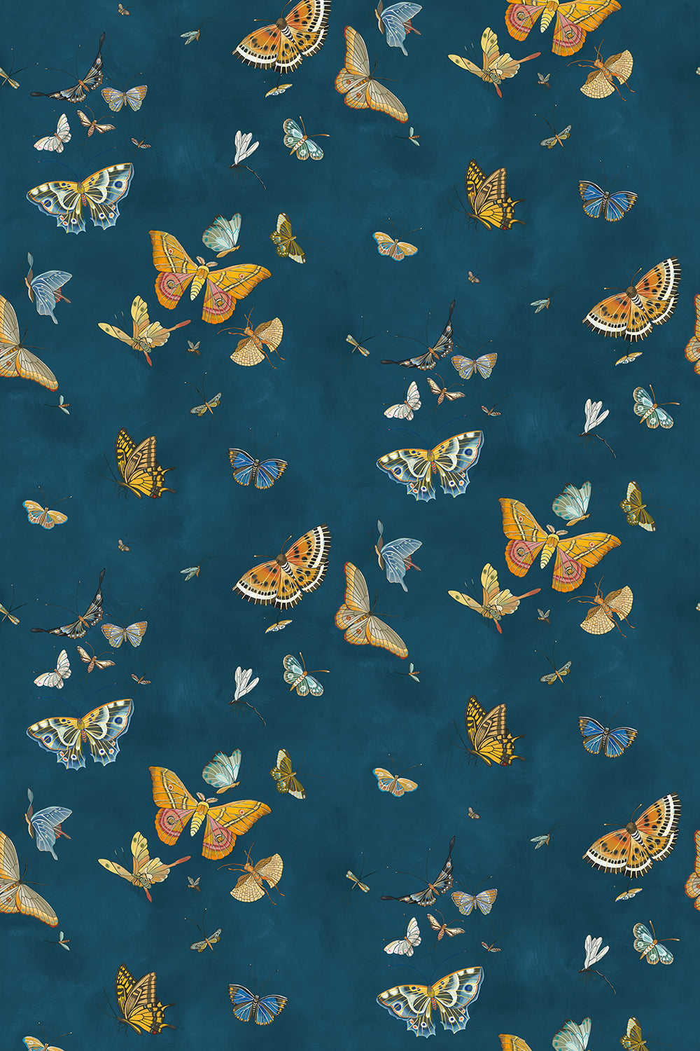 Butterflies Wallpaper in bright navy color - pattern number JMW1043.21.0 - by Kravet in the Josephine Munsey Alma collection
