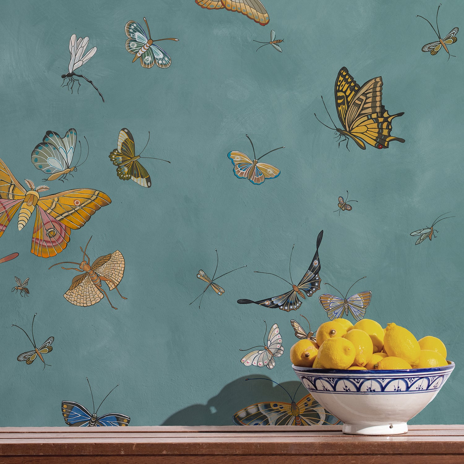 Butterflies Wallpaper in celadon color - pattern number JMW1043.31.0 - by Kravet in the Josephine Munsey Alma collection