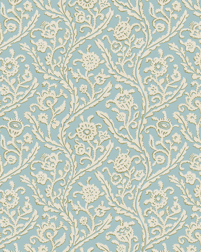 Letti Wallpaper in bright blue color - pattern number JMW1044.01.0 - by Kravet in the Josephine Munsey Alma collection