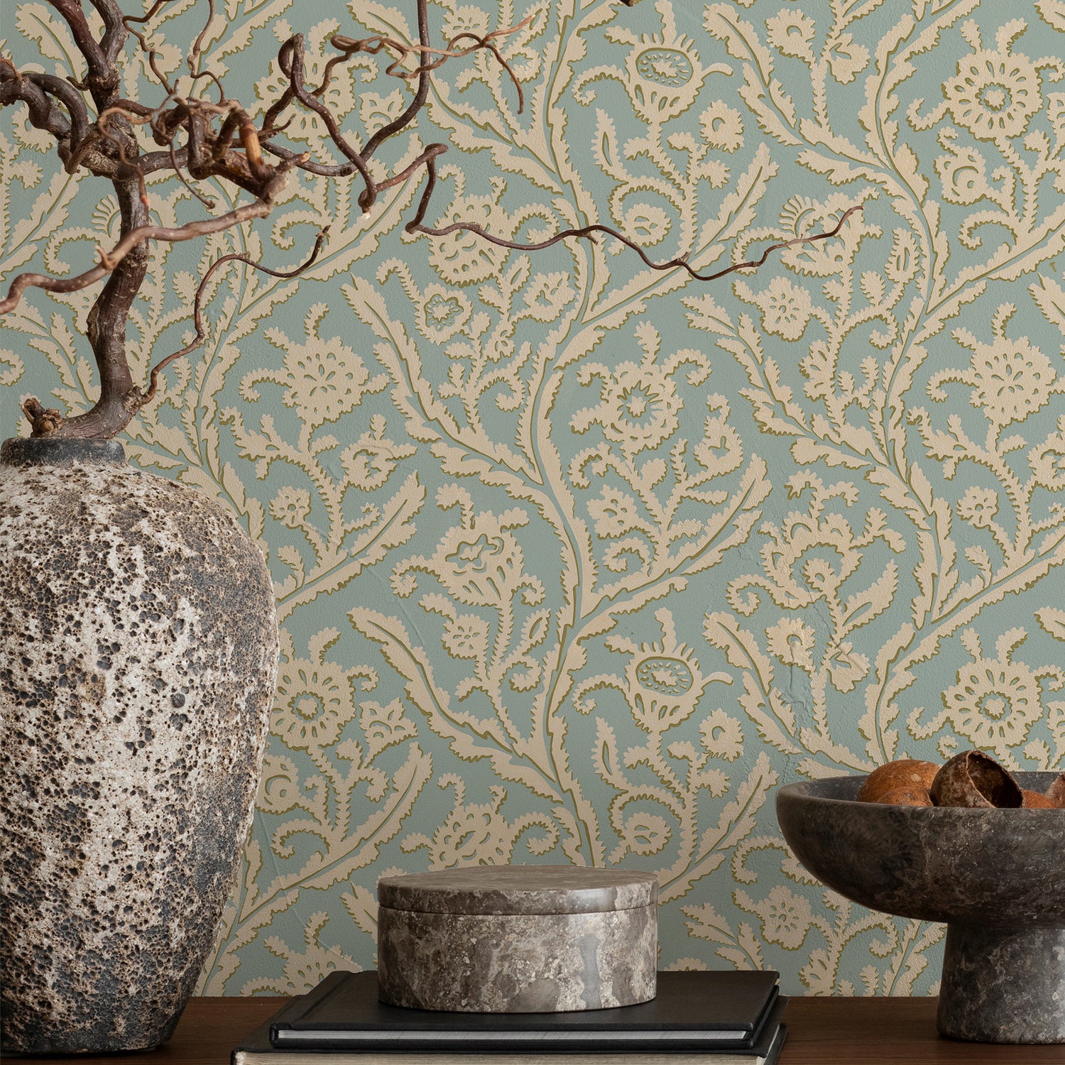 Letti Wallpaper in bright blue color - pattern number JMW1044.01.0 - by Kravet in the Josephine Munsey Alma collection