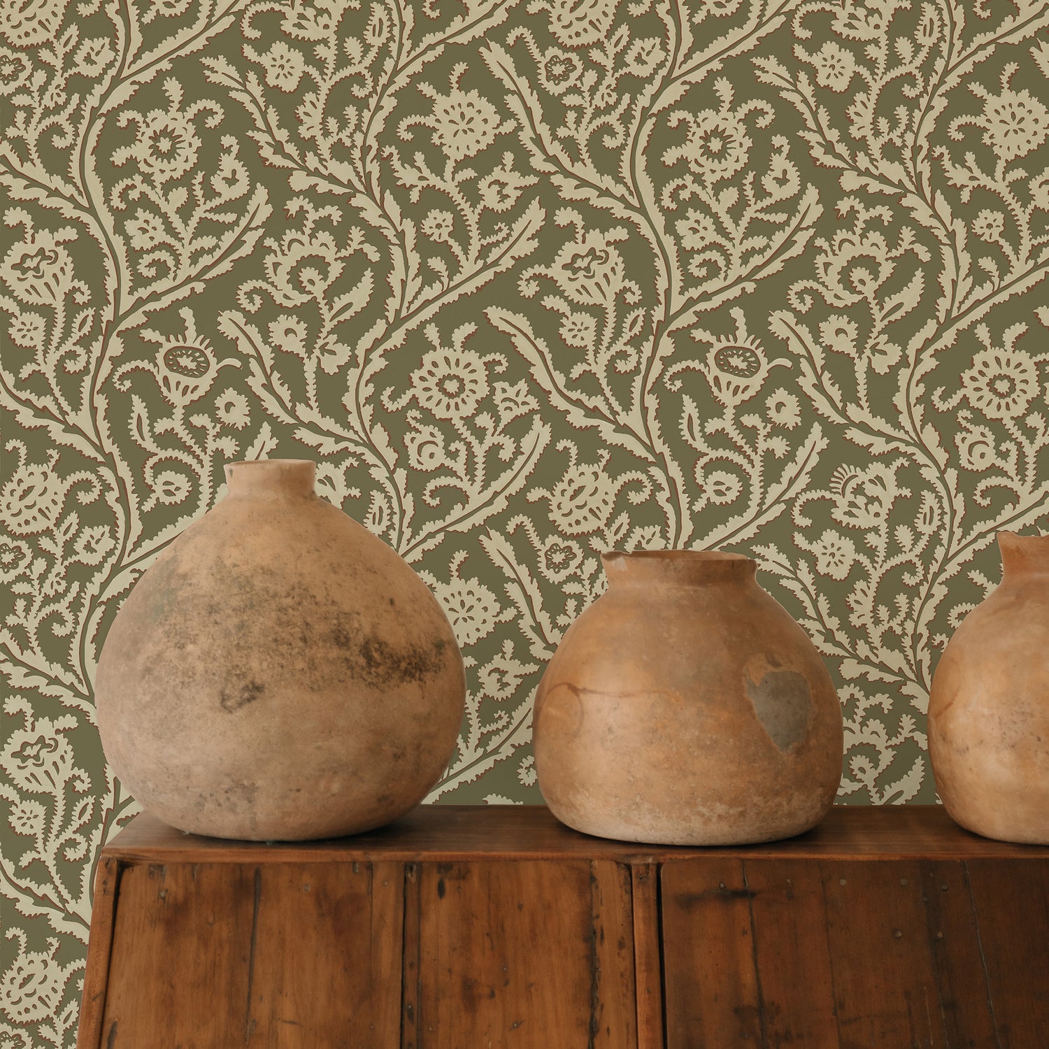 Letti Wallpaper in olive color - pattern number JMW1044.11.0 - by Kravet in the Josephine Munsey Alma collection