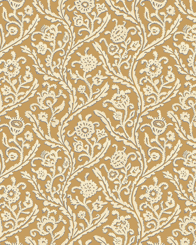 Letti Wallpaper in mustard and yellow color - pattern number JMW1044.31.0 - by Kravet in the Josephine Munsey Alma collection