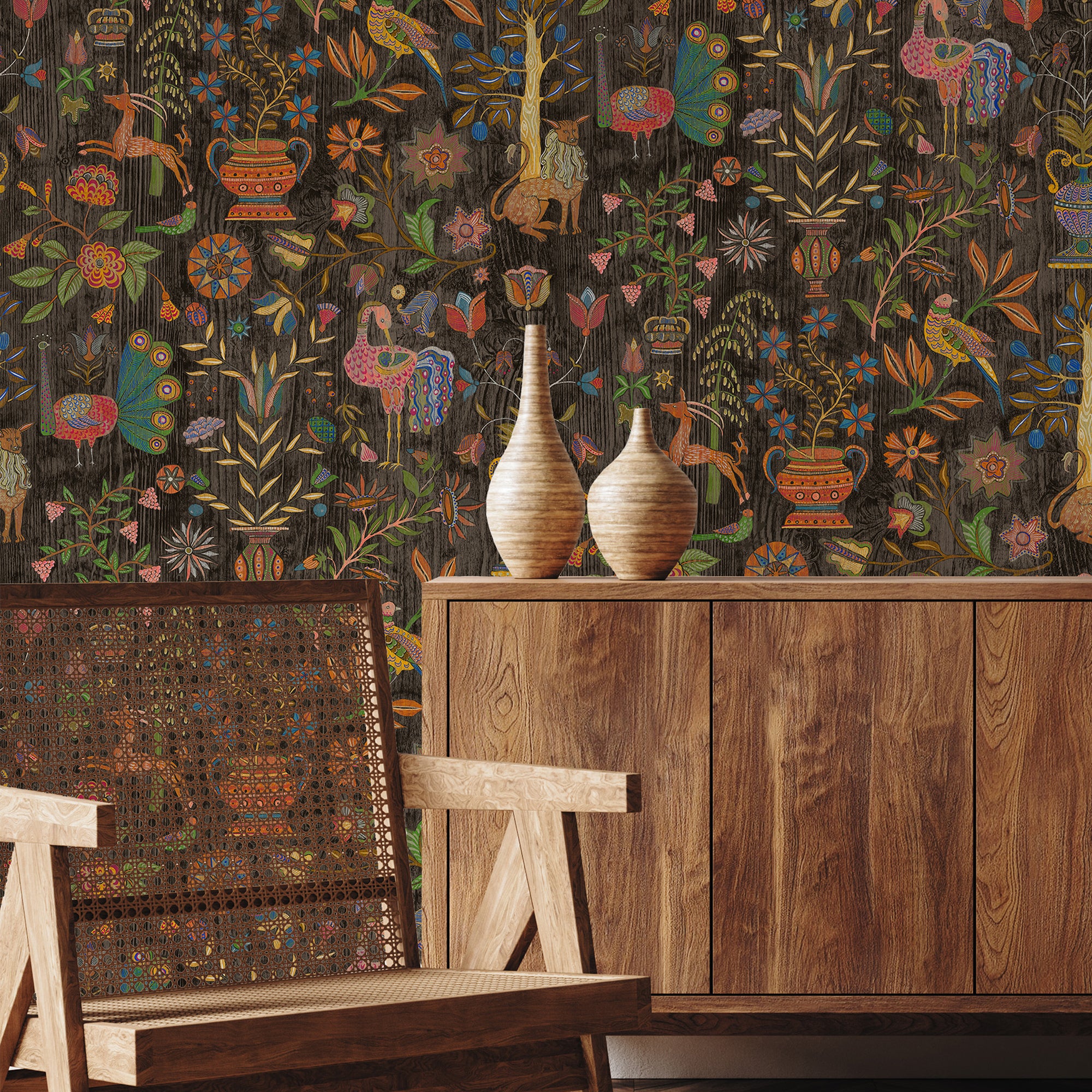 Fable Garden Wallpaper in multi color - pattern number JMW1045.01.0 - by Kravet in the Josephine Munsey Alma collection