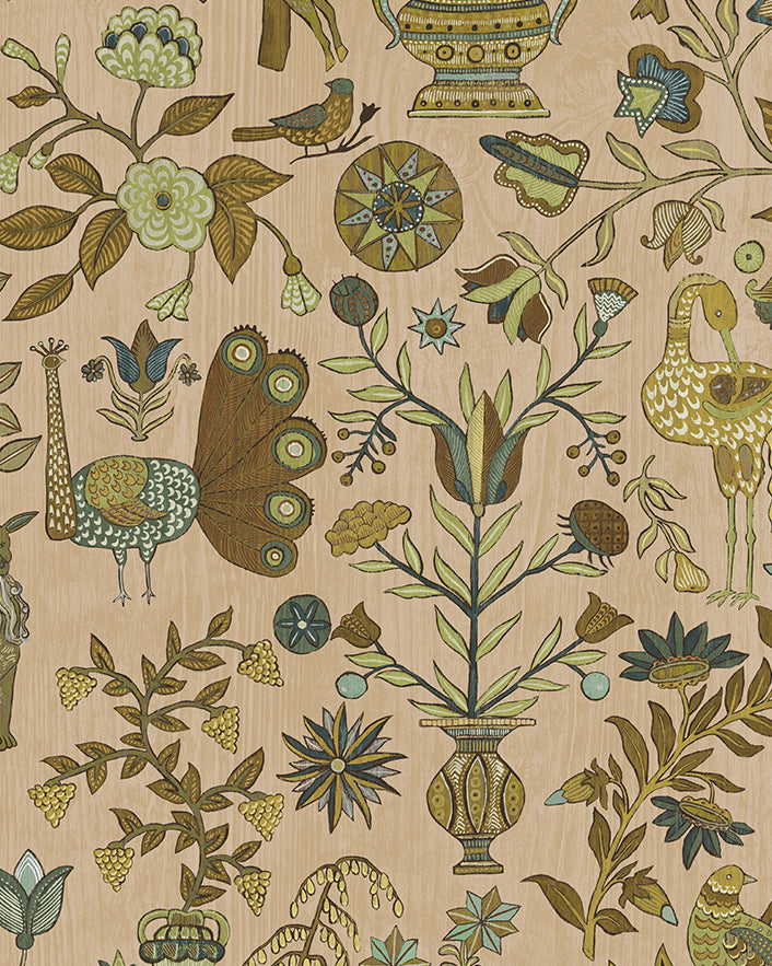 Fable Garden Wallpaper in plaster pink color - pattern number JMW1045.21.0 - by Kravet in the Josephine Munsey Alma collection