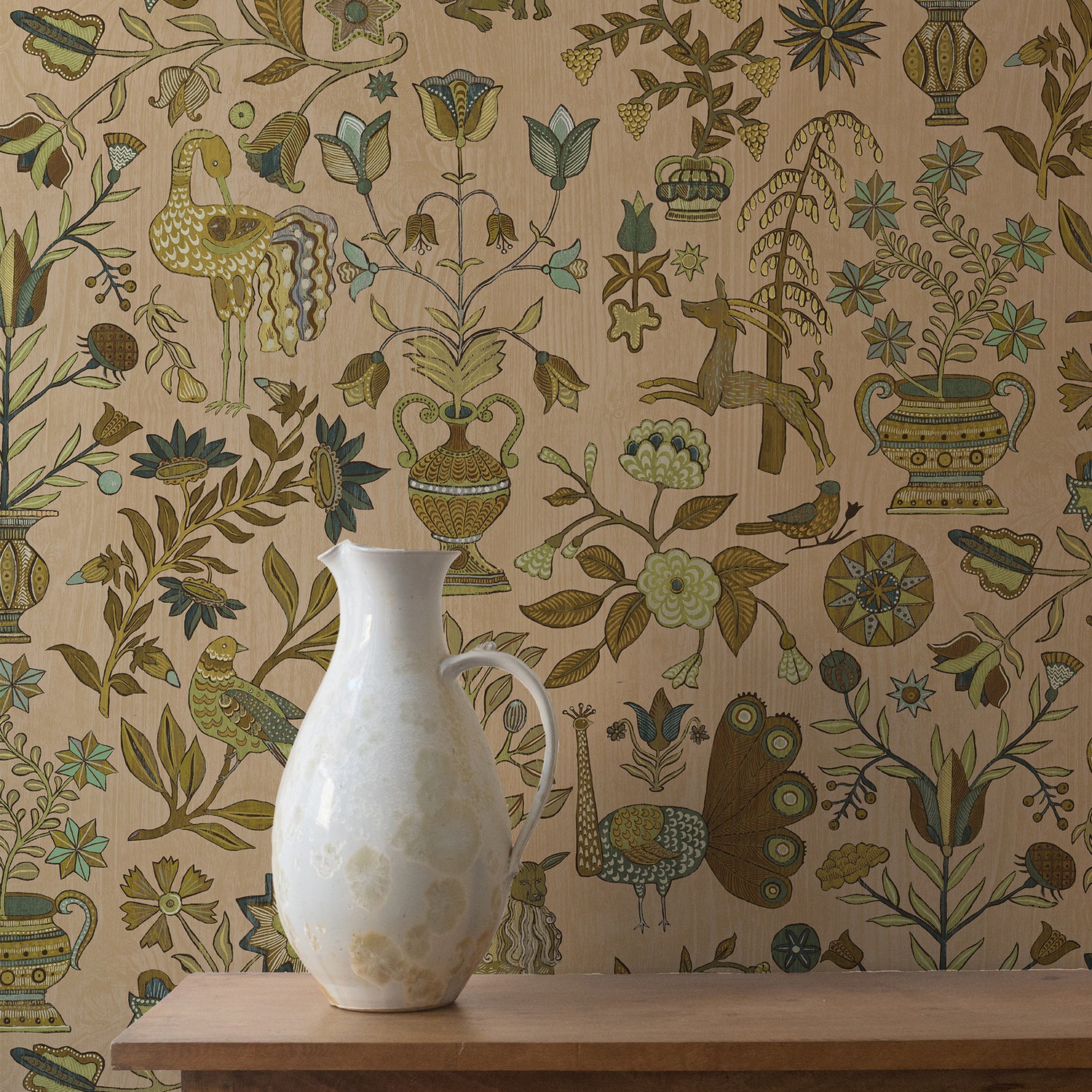 Fable Garden Wallpaper in plaster pink color - pattern number JMW1045.21.0 - by Kravet in the Josephine Munsey Alma collection
