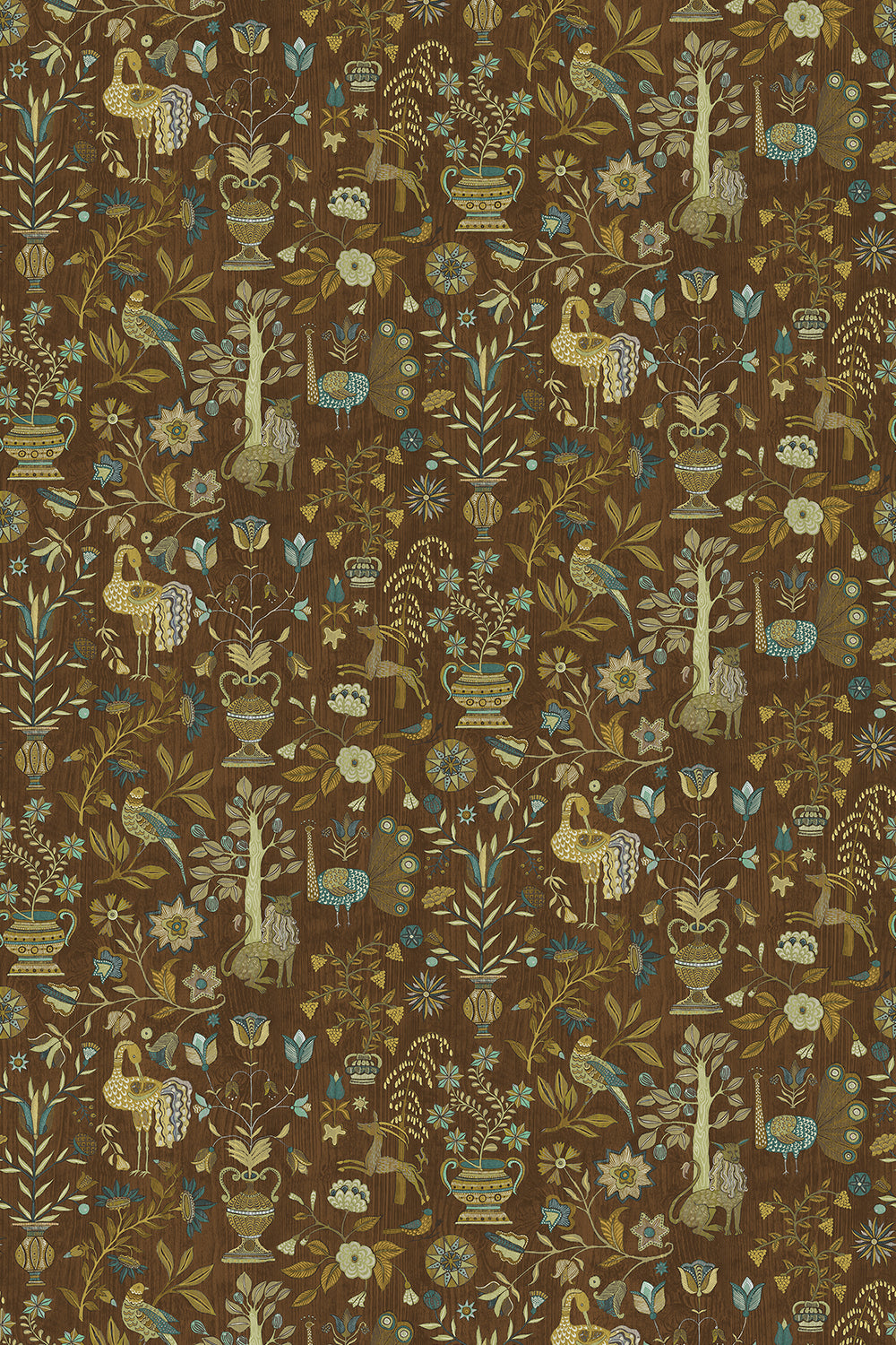 Fable Garden Wallpaper in brown color - pattern number JMW1045.41.0 - by Kravet in the Josephine Munsey Alma collection