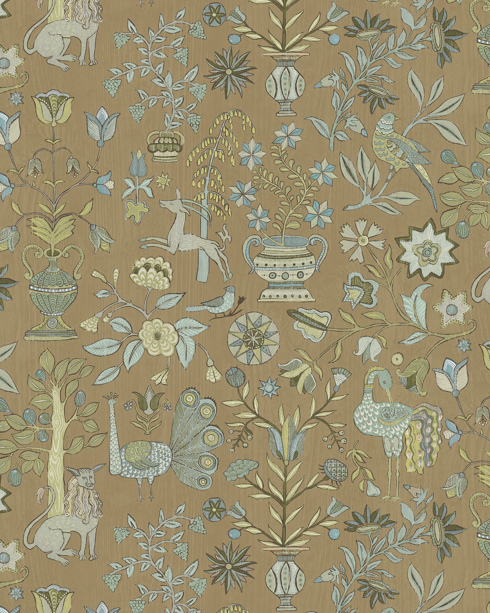 Fable Garden Wallpaper in stone color - pattern number JMW1045.51.0 - by Kravet in the Josephine Munsey Alma collection