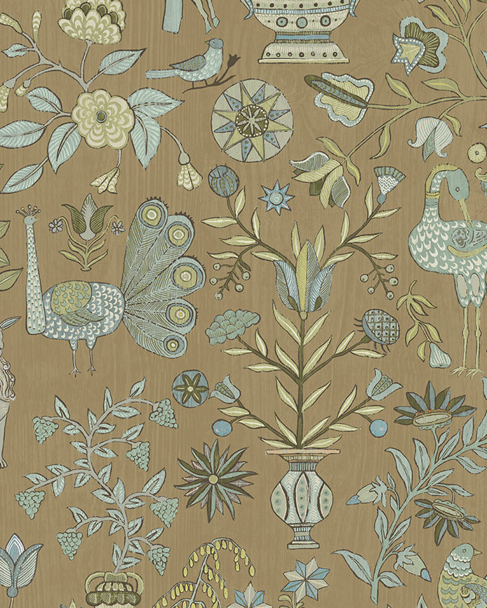 Fable Garden Wallpaper in stone color - pattern number JMW1045.51.0 - by Kravet in the Josephine Munsey Alma collection