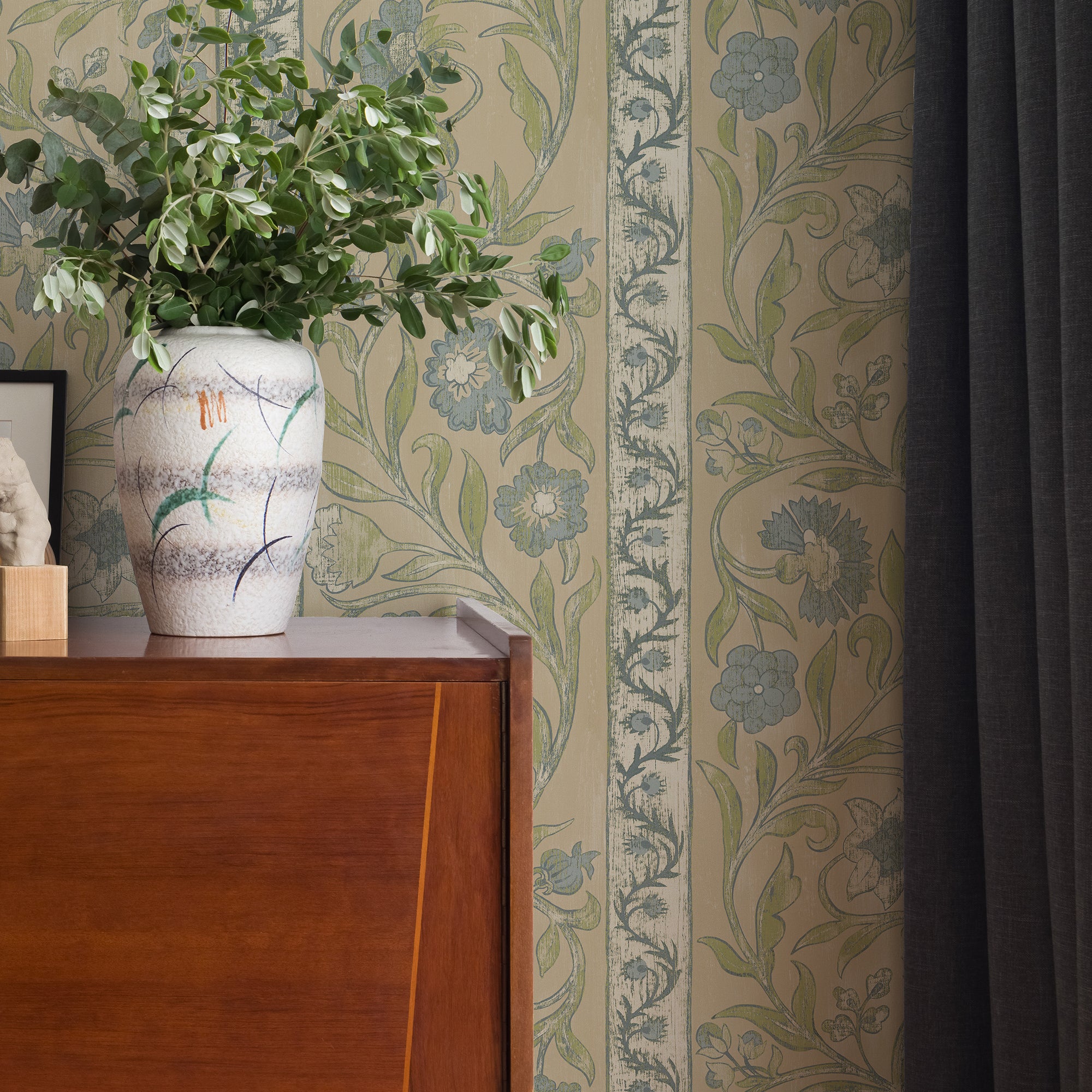 Potter Stripe Wallpaper in stone color - pattern number JMW1046.31.0 - by Kravet in the Josephine Munsey Alma collection