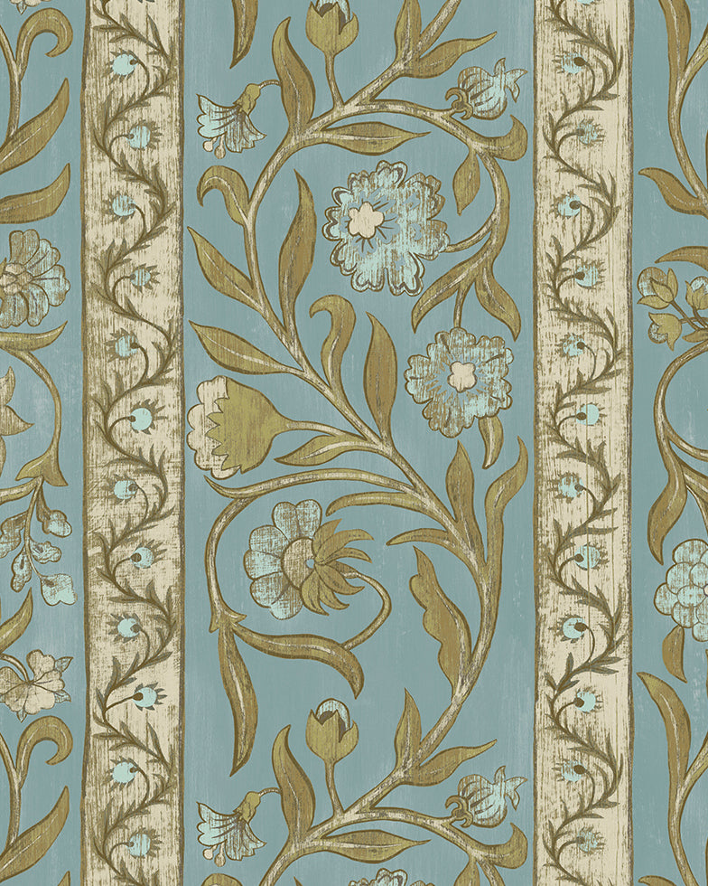 Potter Stripe Wallpaper in bright blue color - pattern number JMW1046.41.0 - by Kravet in the Josephine Munsey Alma collection