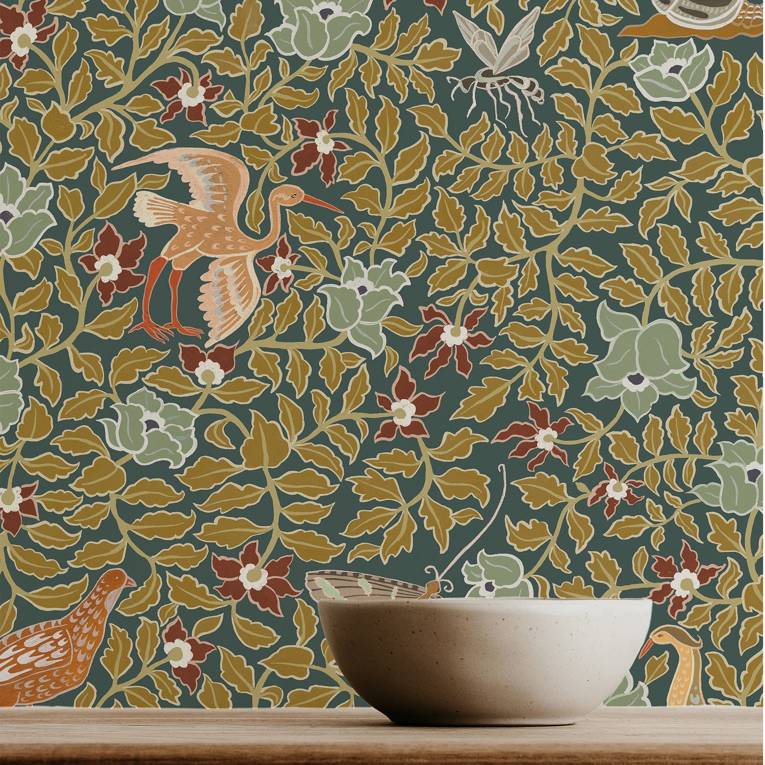 Haresfield Walk Wallpaper in petrol color - pattern number JMW1047.11.0 - by Kravet in the Josephine Munsey Alma collection