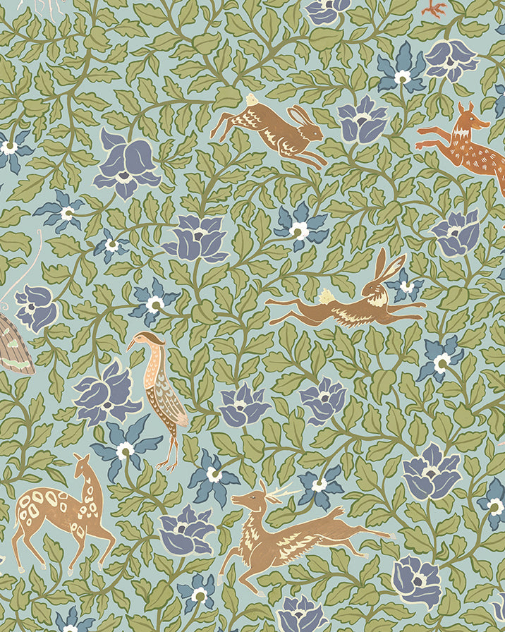 Haresfield Walk Wallpaper in blue color - pattern number JMW1047.21.0 - by Kravet in the Josephine Munsey Alma collection