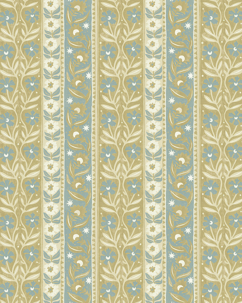 Arber Stripe Wallpaper in yellow and aqua color - pattern number JMW1048.21.0 - by Kravet in the Josephine Munsey Alma collection