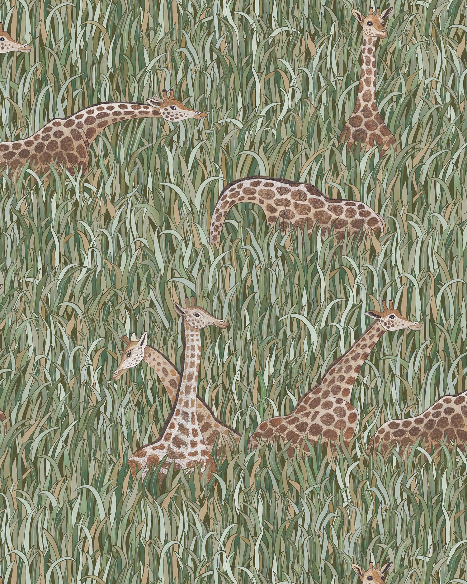Giraffes Wallpaper in green color - pattern number JMW1049.01.0 - by Kravet in the Josephine Munsey Alma collection