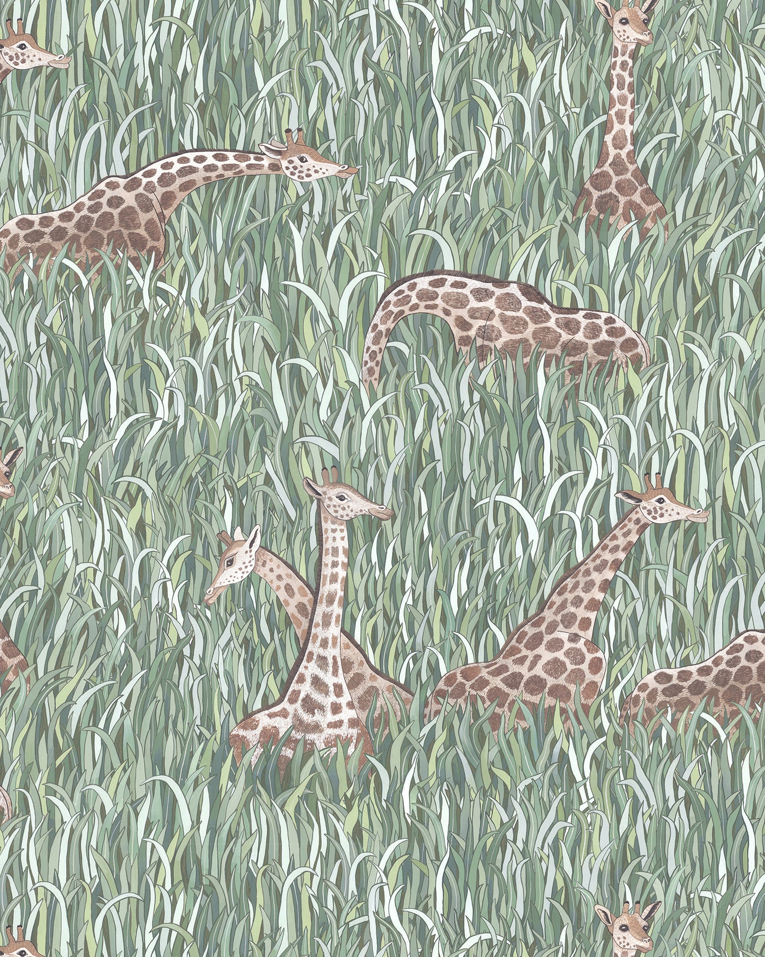 Giraffes Wallpaper in aqua color - pattern number JMW1049.11.0 - by Kravet in the Josephine Munsey Alma collection