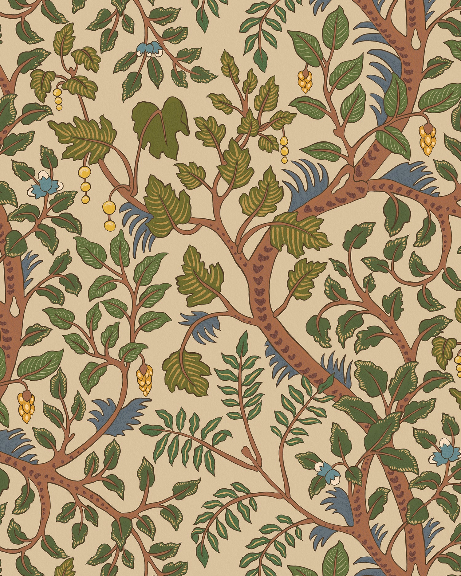 Brushwood Wallpaper in green and red color - pattern number JMW1050.01.0 - by Kravet in the Josephine Munsey Alma collection