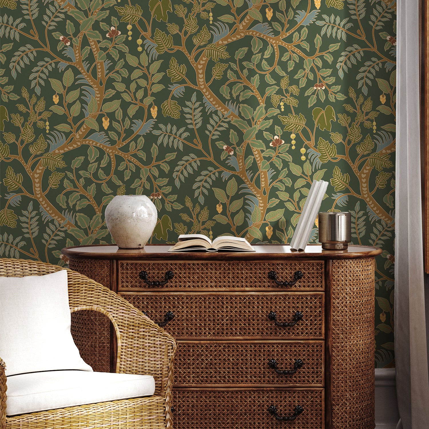 Brushwood Wallpaper in forest color - pattern number JMW1050.11.0 - by Kravet in the Josephine Munsey Alma collection
