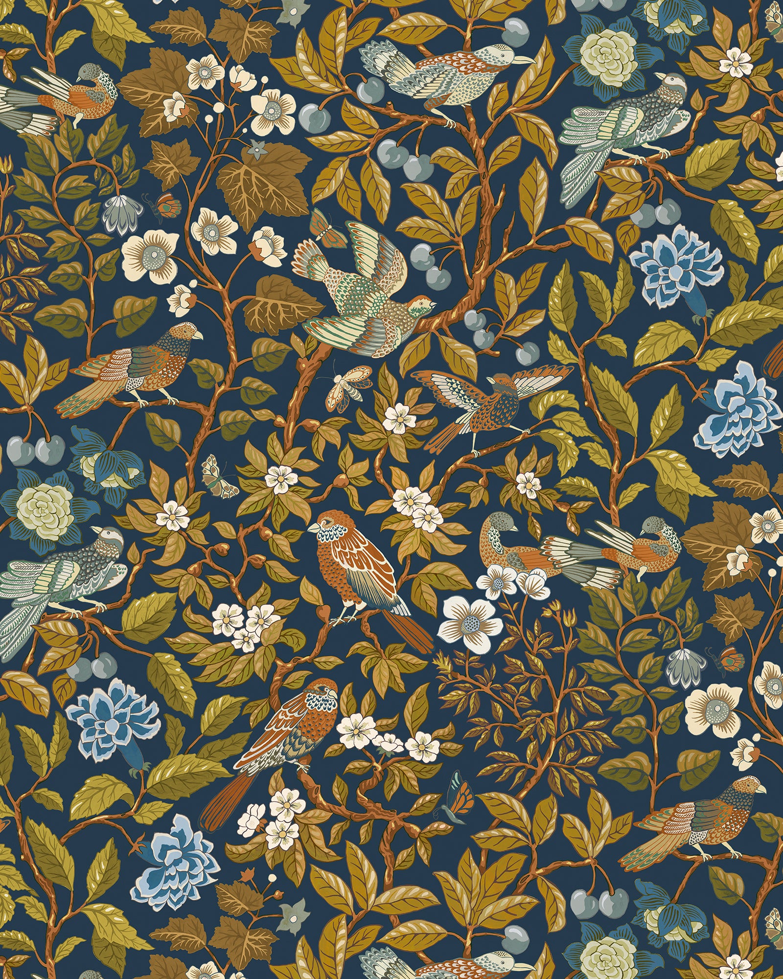 Noise Next Door Wallpaper in blue and olive color - pattern number JMW1053.11.0 - by Kravet in the Josephine Munsey Alma collection