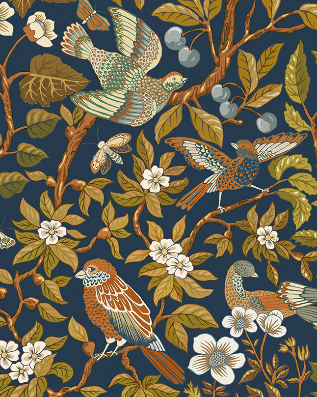 Noise Next Door Wallpaper in blue and olive color - pattern number JMW1053.11.0 - by Kravet in the Josephine Munsey Alma collection