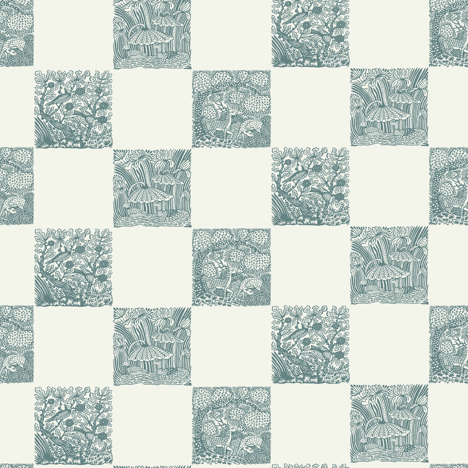 Animal Check Wallpaper in osney blue and skirting white color - pattern number JMWRANI.03.0 - by Kravet in the Josephine Munsey Roll collection