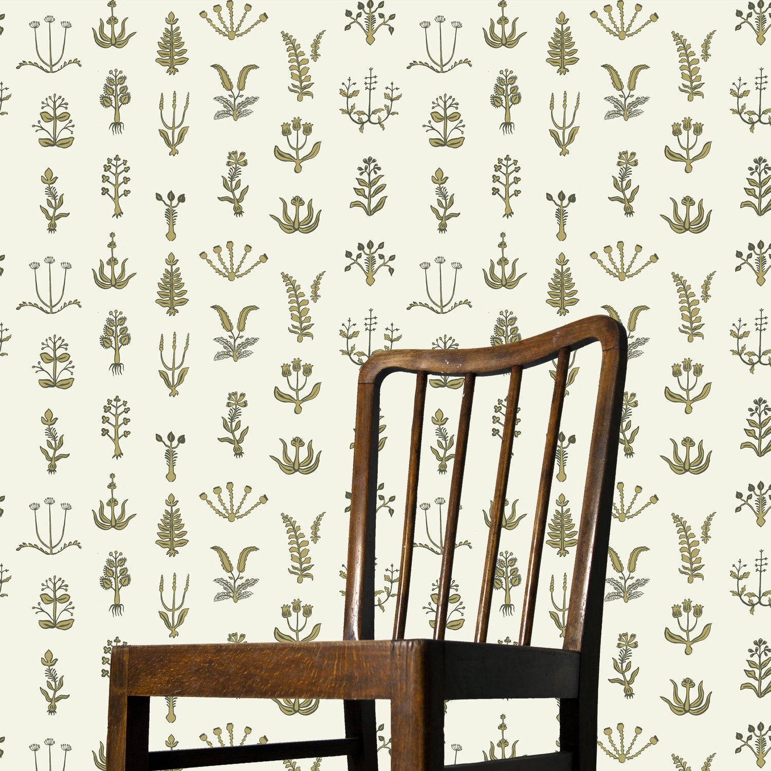 Floral Spot Wallpaper in chaingate green, meadow and ringhill white color - pattern number JMWRFLO.02.0 - by Kravet in the Josephine Munsey Roll collection