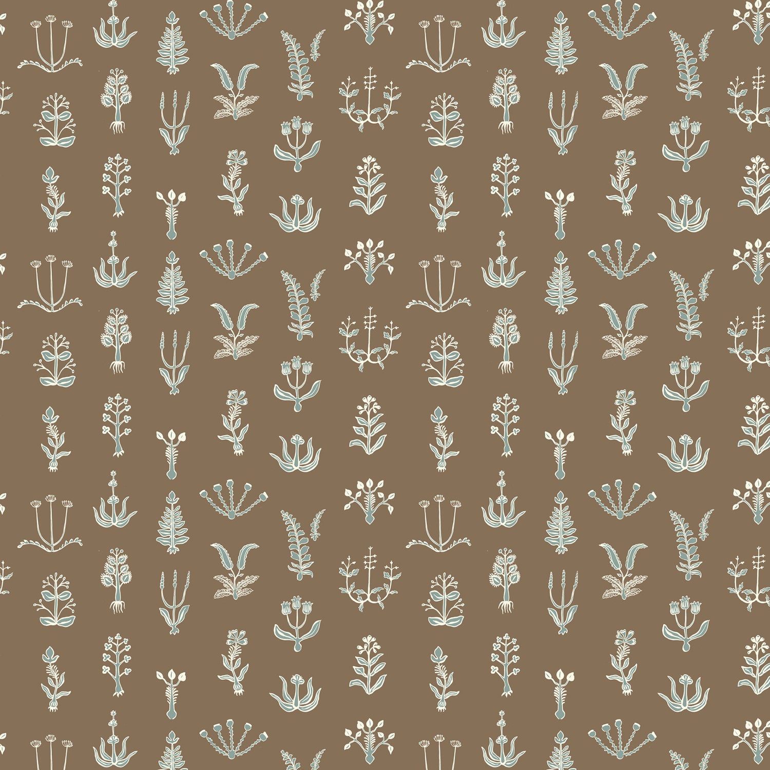 Floral Spot Wallpaper in clarke white, osney blue and kemp brown color - pattern number JMWRFLO.03.0 - by Kravet in the Josephine Munsey Roll collection