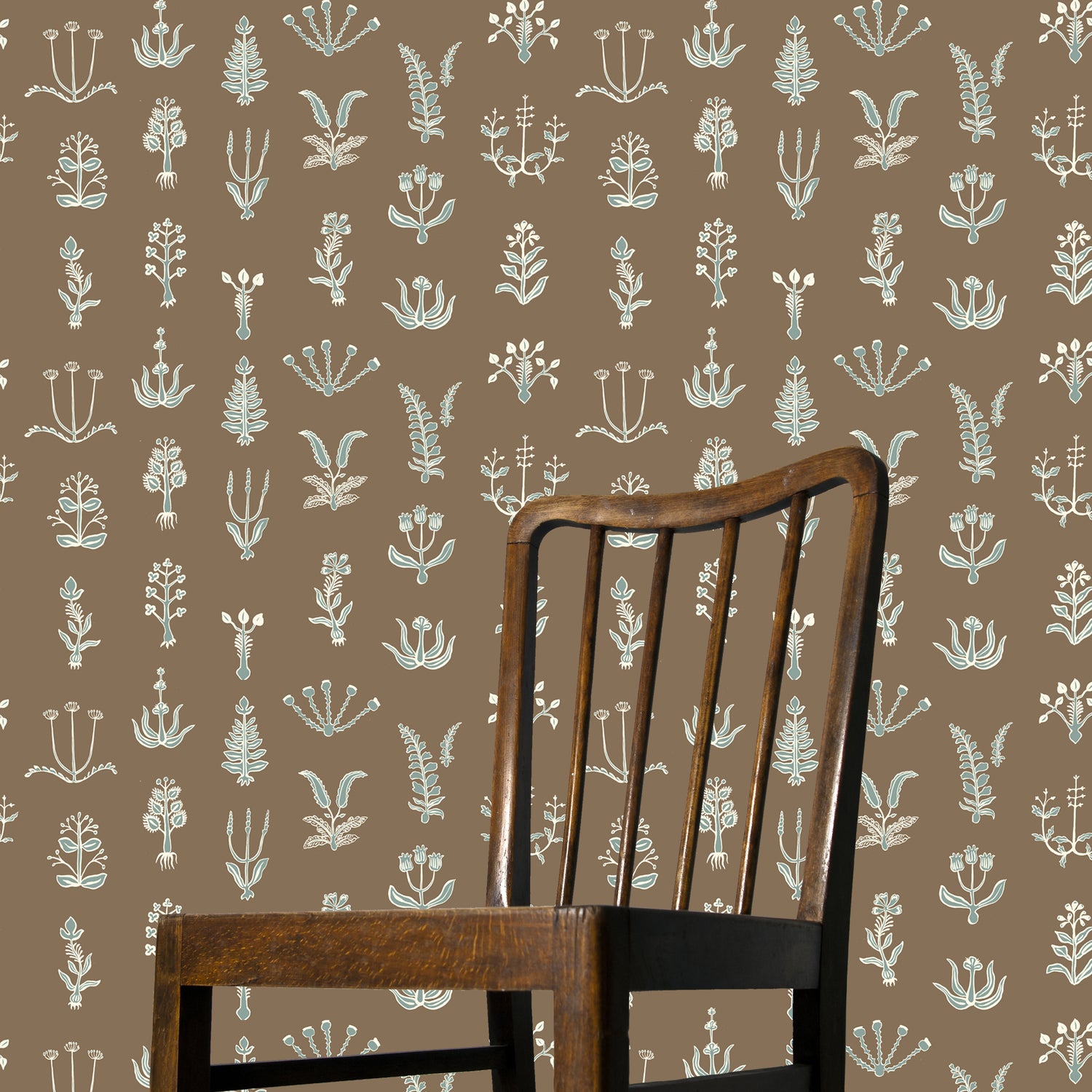 Floral Spot Wallpaper in clarke white, osney blue and kemp brown color - pattern number JMWRFLO.03.0 - by Kravet in the Josephine Munsey Roll collection