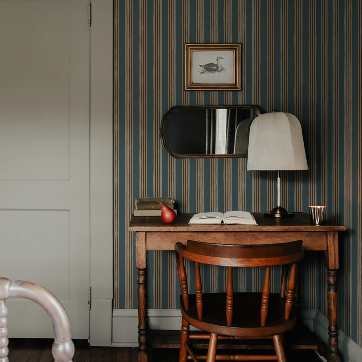 Kemble Stripe Wallpaper in dinky, little ponds and dew color - pattern number JMWRKEM.02.0 - by Kravet in the Josephine Munsey Roll II collection