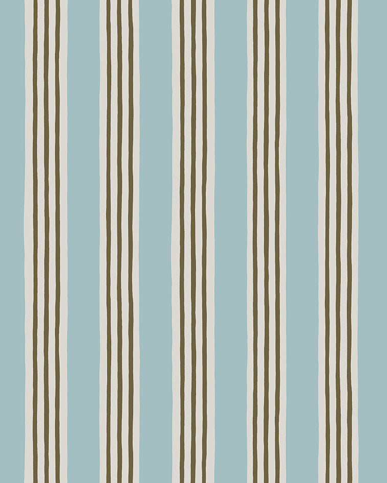 Kemble Stripe Wallpaper in spruce, cobber and dew color - pattern number JMWRKEM.03.0 - by Kravet in the Josephine Munsey Roll II collection