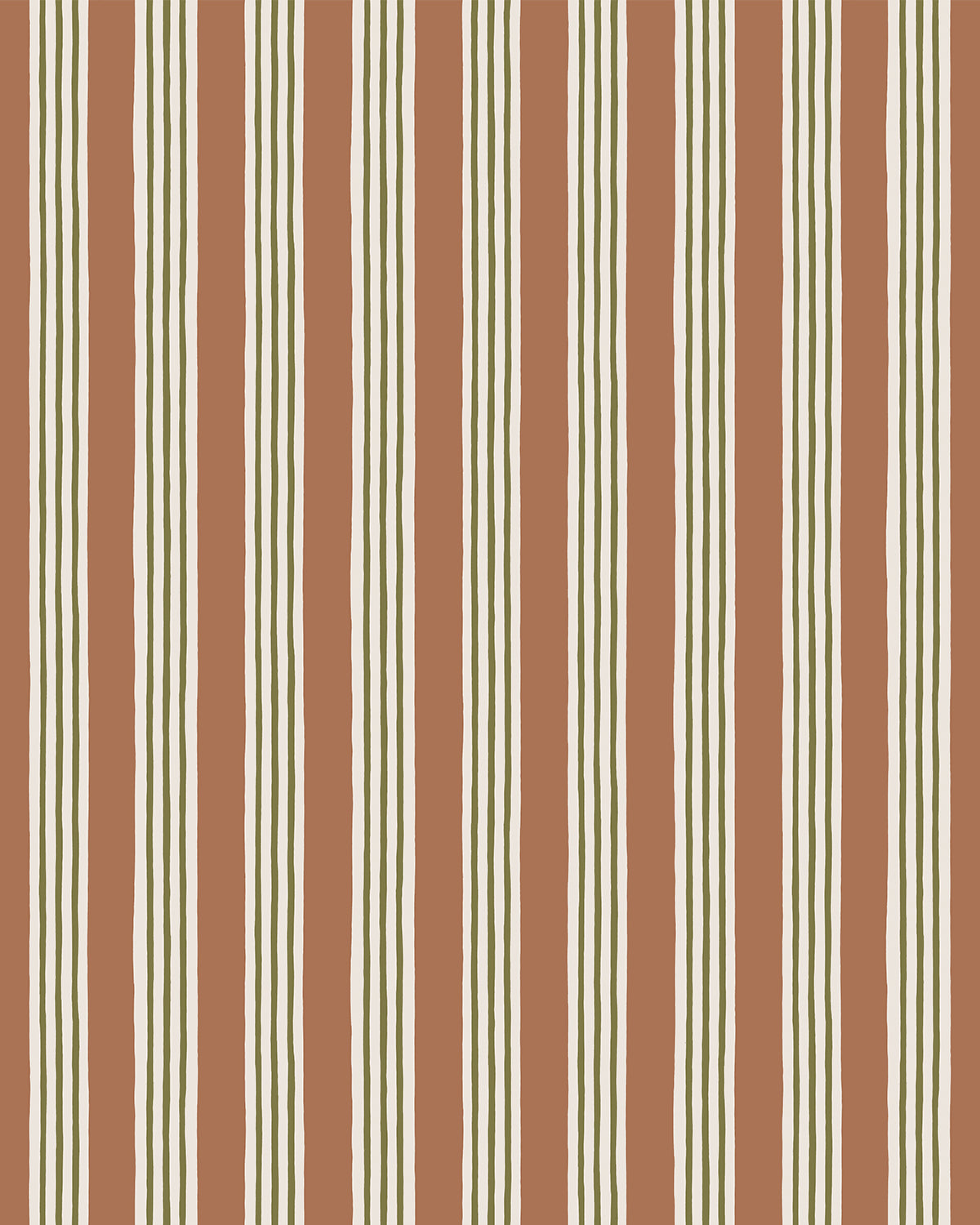 Kemble Stripe Wallpaper in trixie, sunday clay and quartz color - pattern number JMWRKEM.04.0 - by Kravet in the Josephine Munsey Roll II collection
