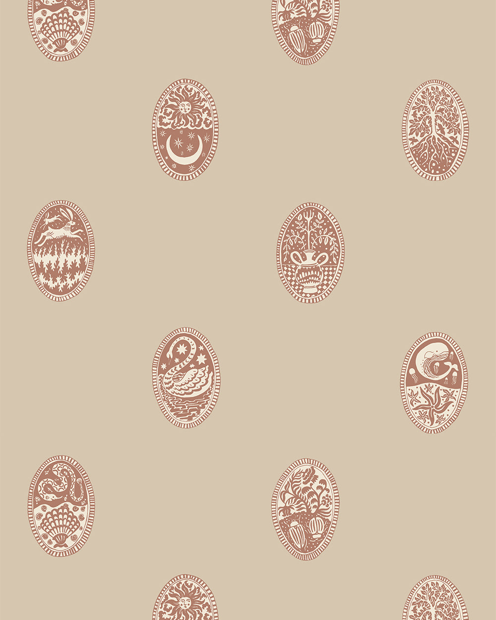 Linear Cameos Wallpaper in cromwell stone, hibernacle &amp; salt color - pattern number JMWRLIN.01.0 - by Kravet in the Josephine Munsey Roll II collection