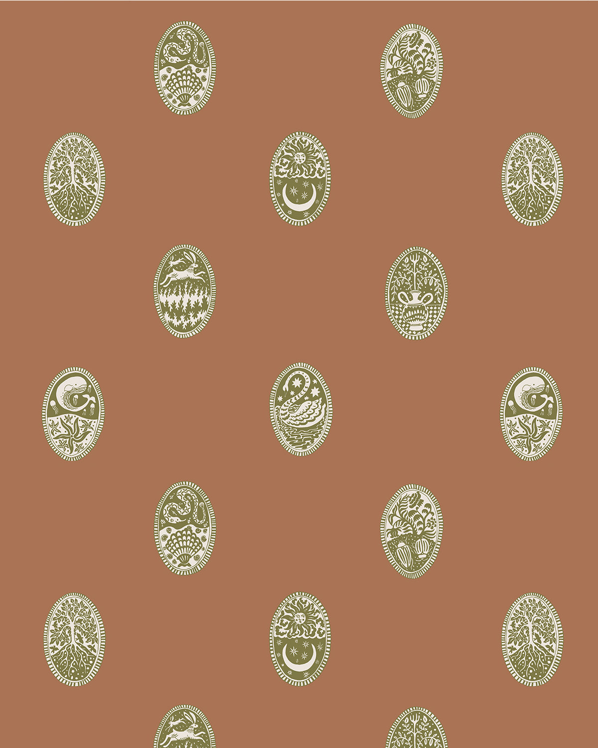 Linear Cameos Wallpaper in sunday clay, trixie and quartz color - pattern number JMWRLIN.04.0 - by Kravet in the Josephine Munsey Roll II collection