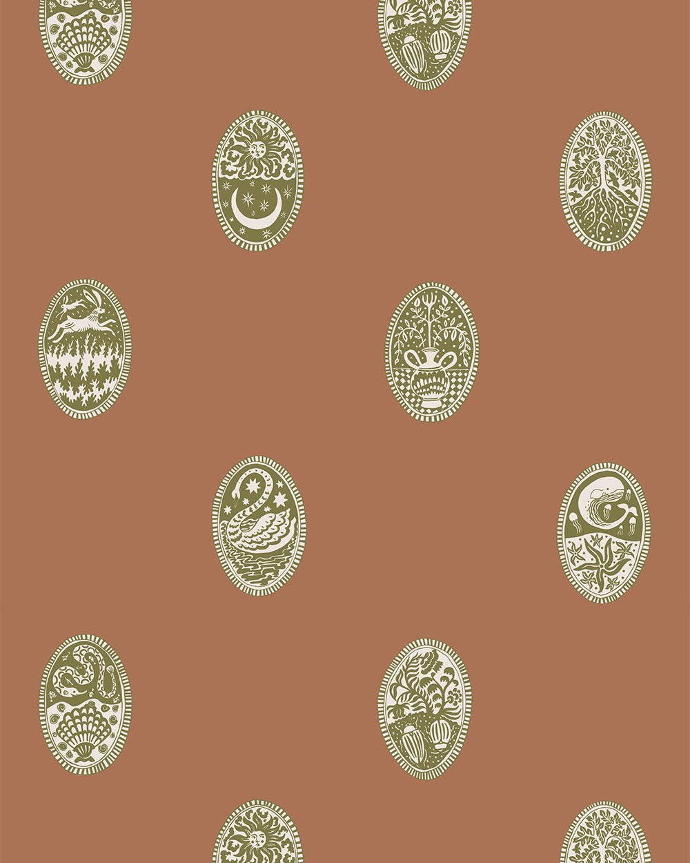 Linear Cameos Wallpaper in sunday clay, trixie and quartz color - pattern number JMWRLIN.04.0 - by Kravet in the Josephine Munsey Roll II collection