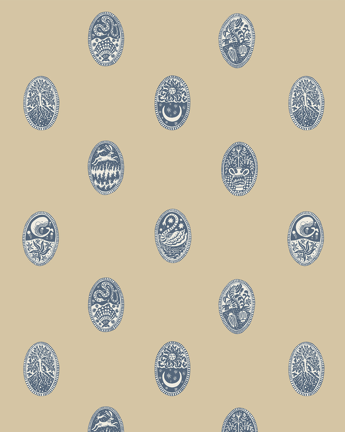 Linear Cameos Wallpaper in cobber, spruce and dew color - pattern number JMWRLIN.05.0 - by Kravet in the Josephine Munsey Roll II collection