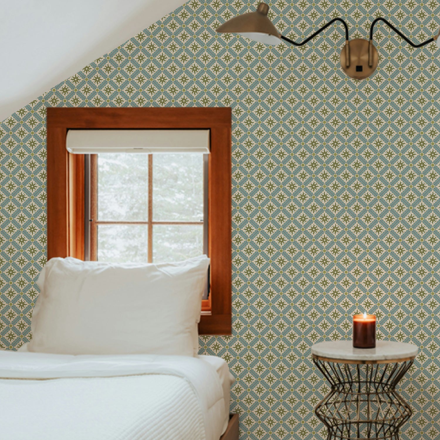Nova And Sol Wallpaper in celestine, summer evening and apple color - pattern number JMWRNAS.04.0 - by Kravet in the Josephine Munsey Roll II collection