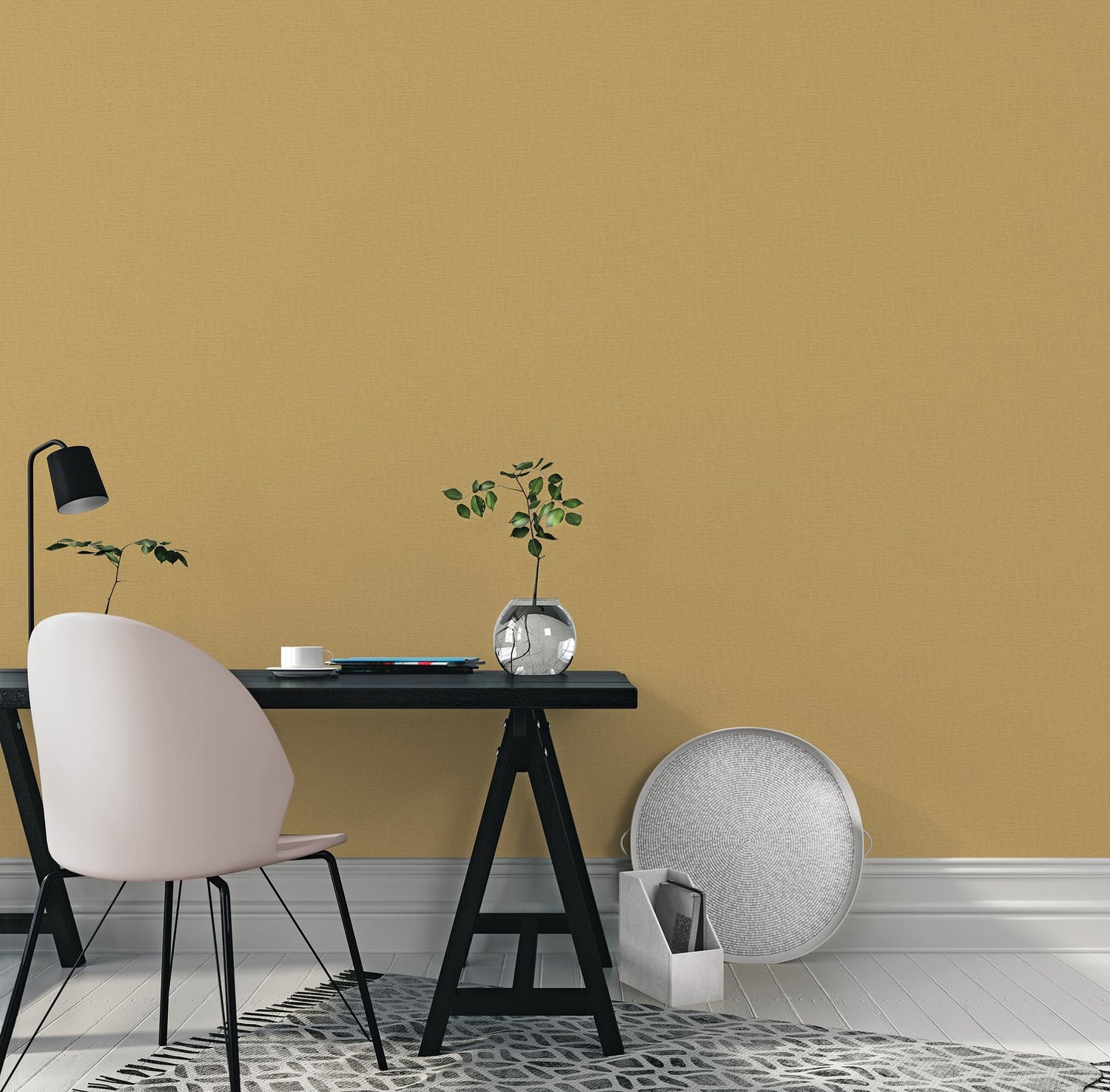 Nuance Plain Texture wallpaper in yellow color - pattern number LB25127 - by Galerie in the Off The Wall collection