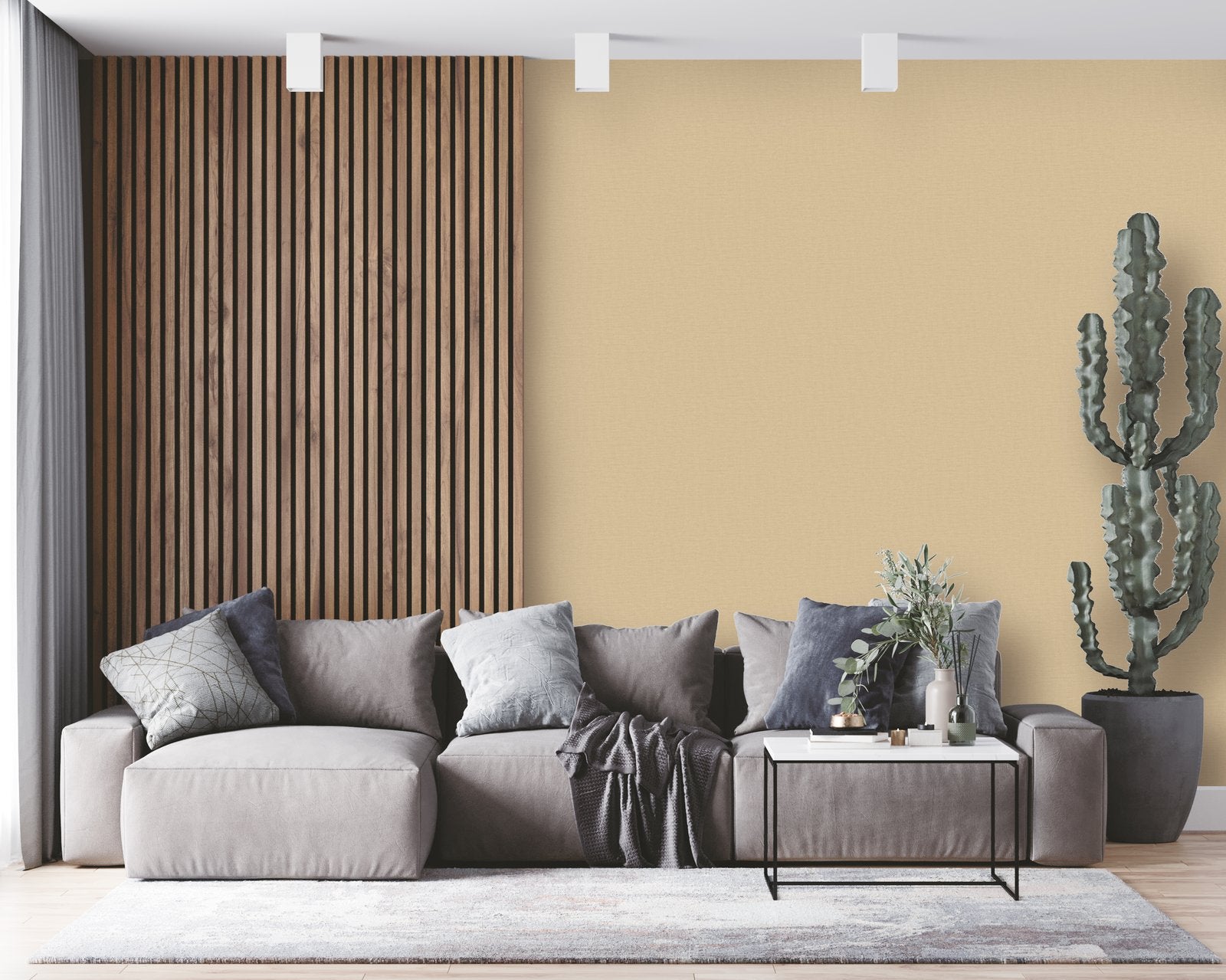 Nuance Plain Texture wallpaper in yellow color - pattern number LB25133 - by Galerie in the Off The Wall collection