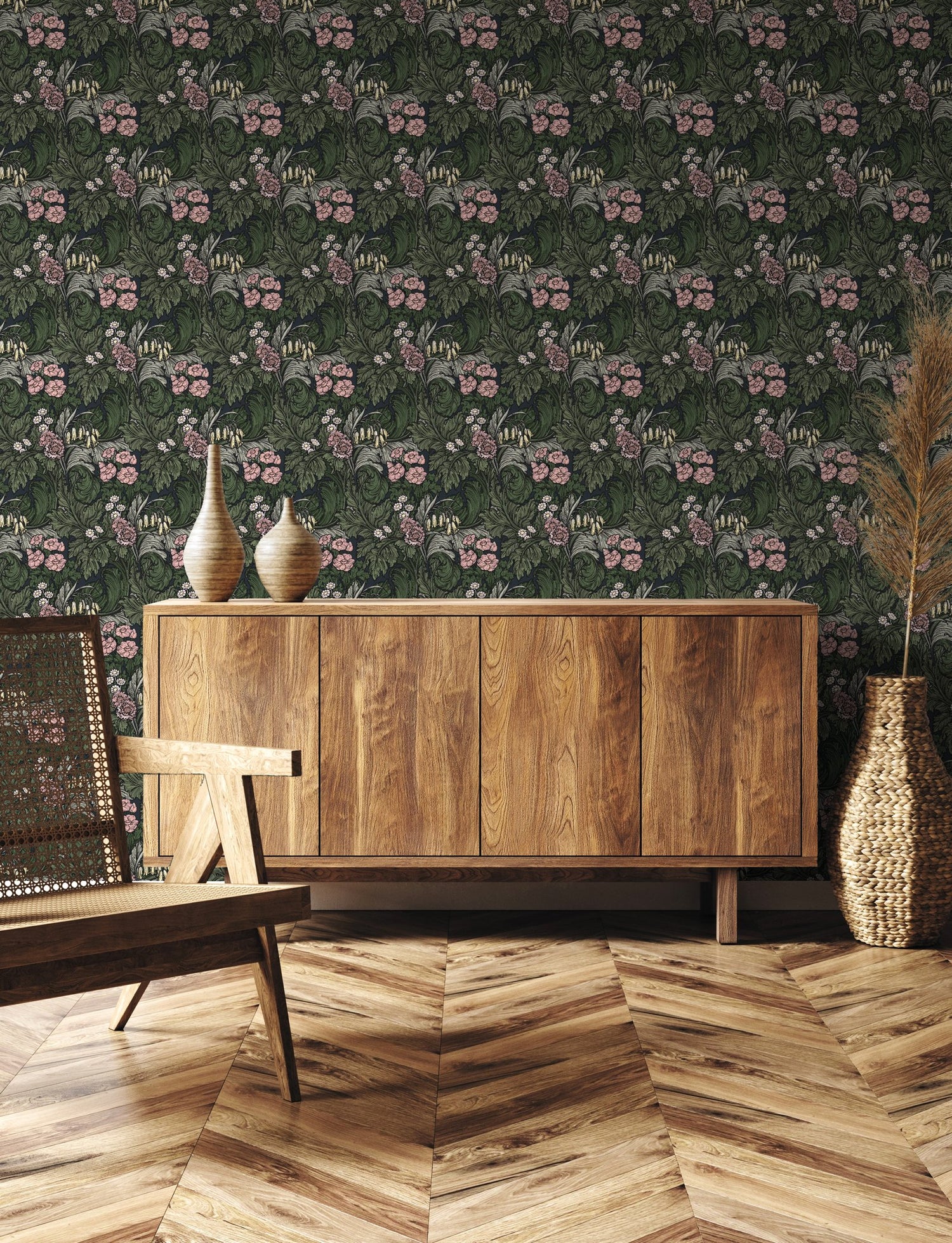 Hedgerovia wallpaper in pink color - pattern number LB25138 - by Galerie in the Off The Wall collection