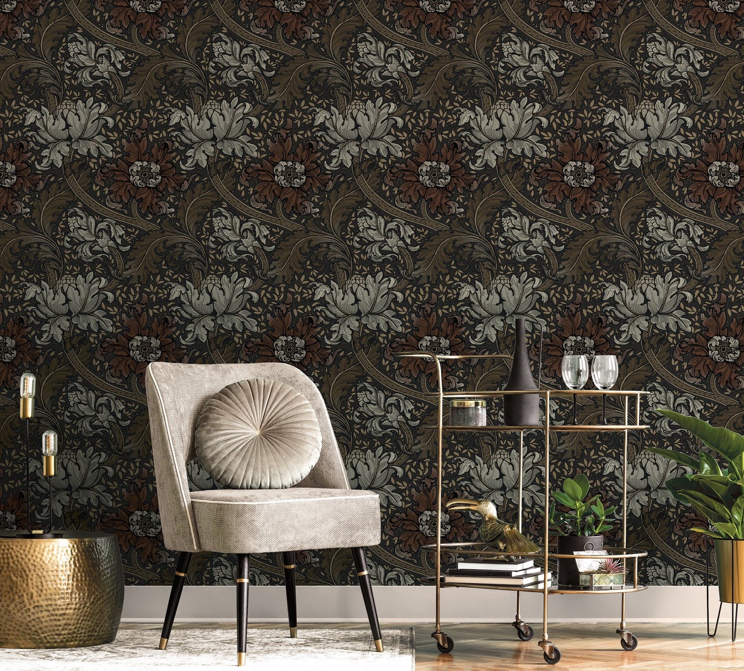 Morris Major wallpaper in bronze brown color - pattern number LB25140 - by Galerie in the Off The Wall collection
