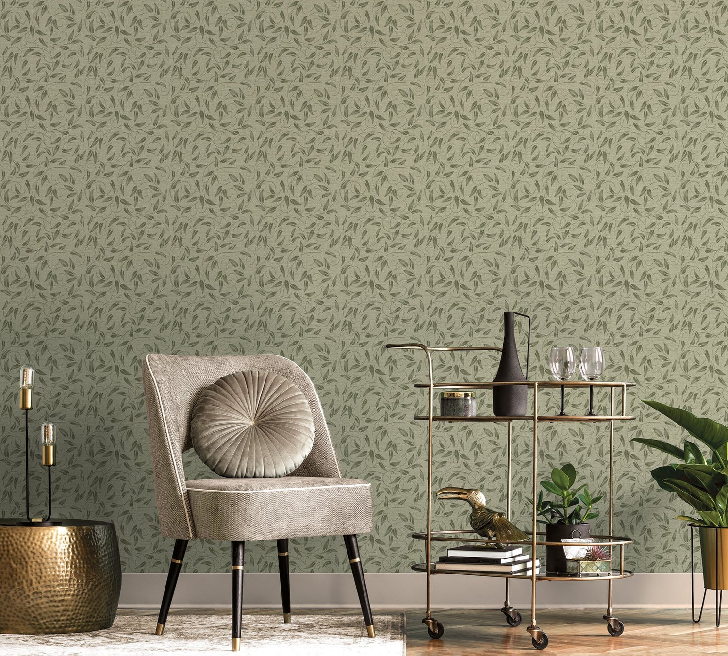 Tit Willow wallpaper in green color - pattern number LB25157 - by Galerie in the Off The Wall collection