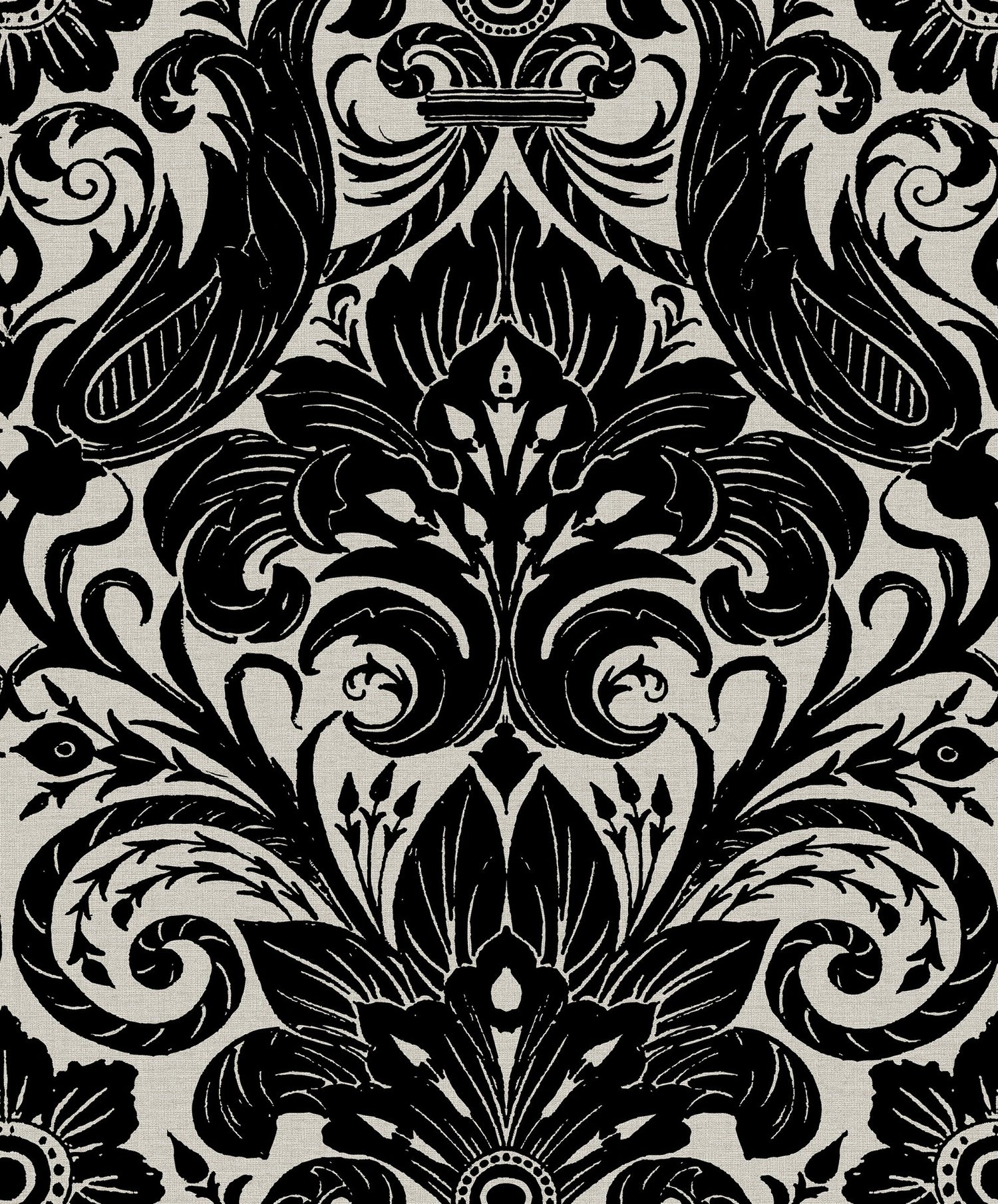 Damask Sauvage wallpaper in black color - pattern number LB25166 - by Galerie in the Off The Wall collection