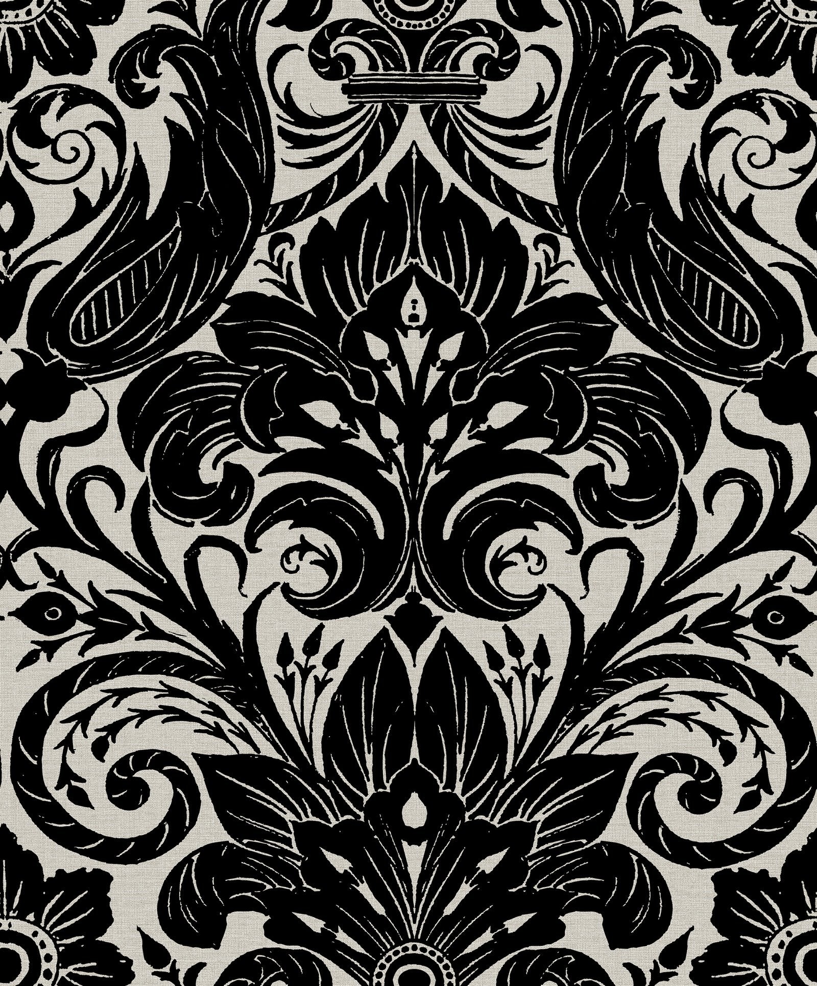 Damask Sauvage wallpaper in black color - pattern number LB25166 - by Galerie in the Off The Wall collection