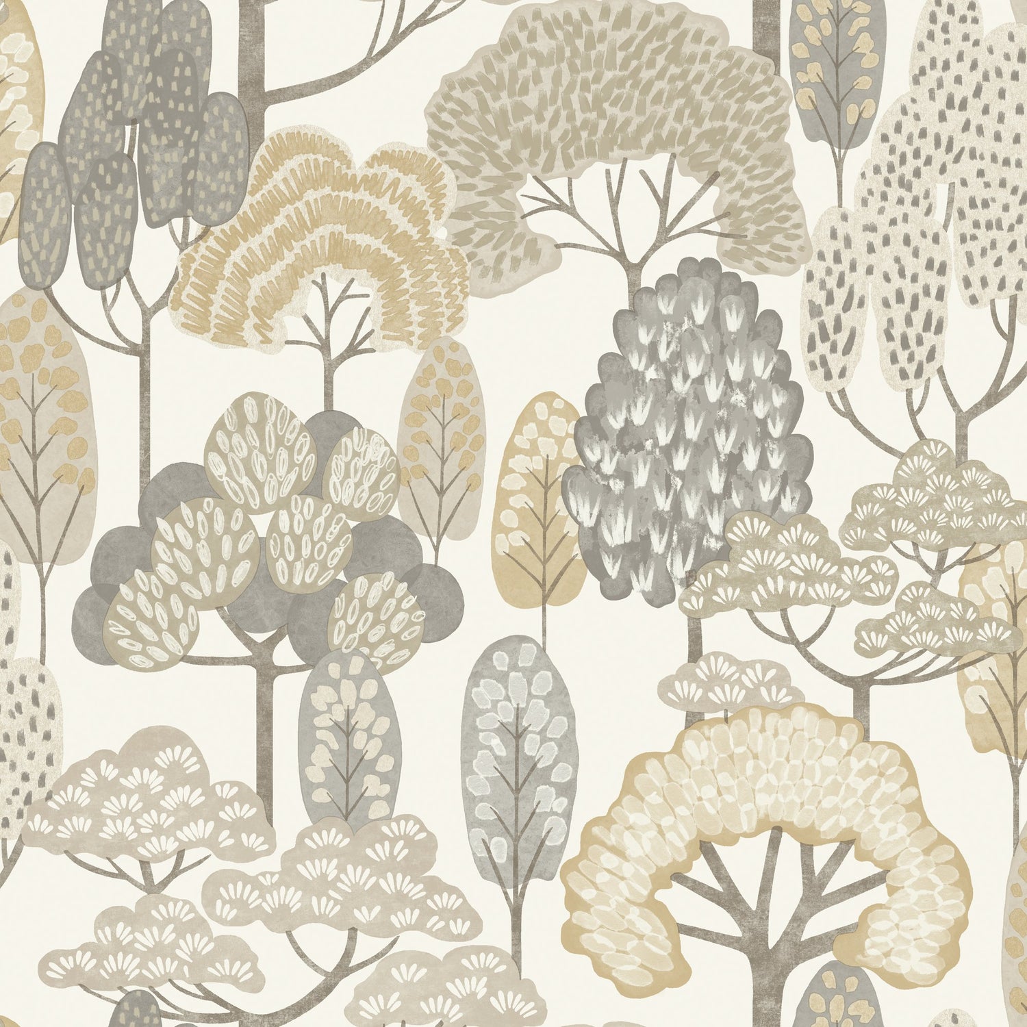 Trees Motive Wallpaper in beige color - pattern number GDLD2103 - by Grandeco in the Little Dreamers collection