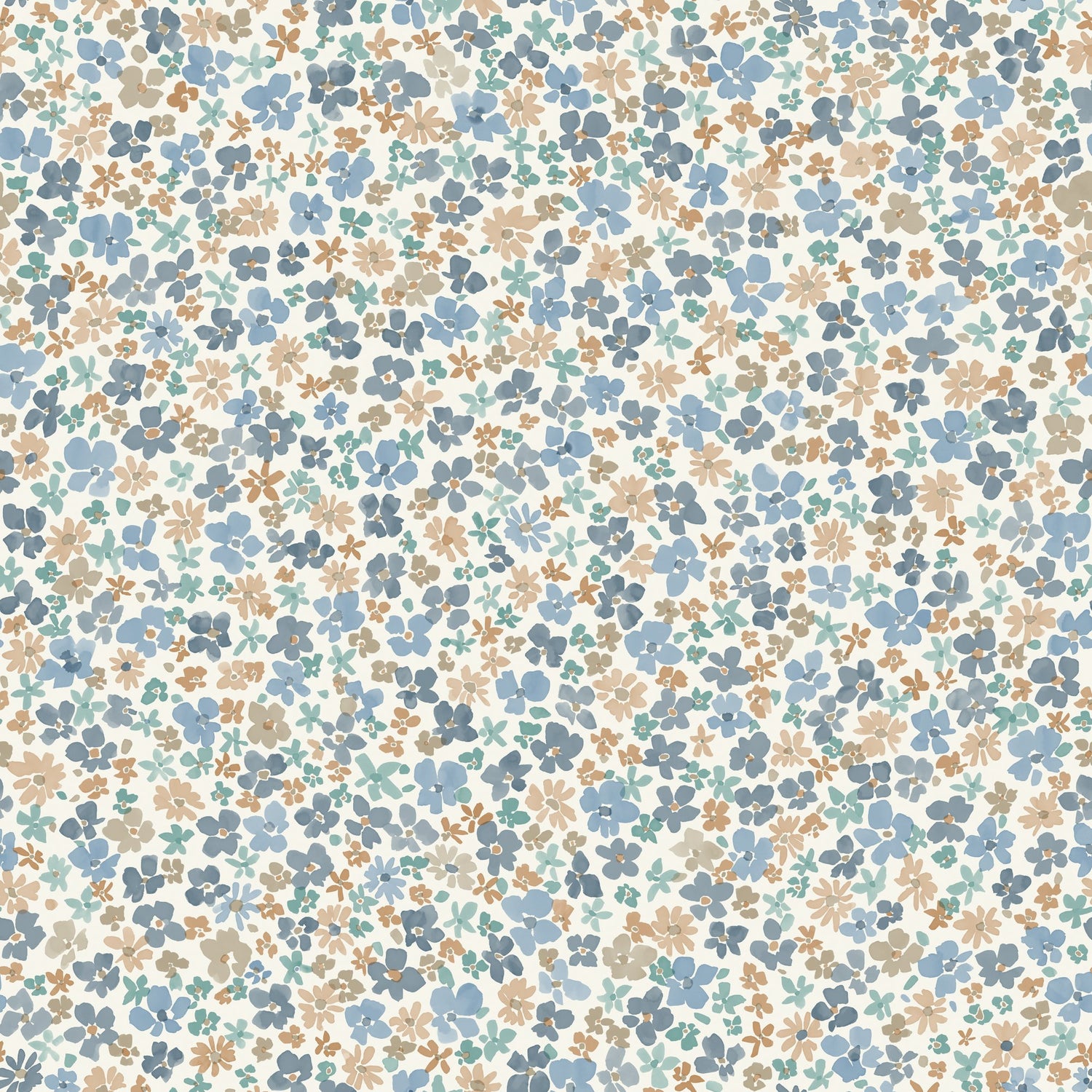 Classical Floral All-over Wallpaper in blue color - pattern number GDLD3015 - by Grandeco in the Little Dreamers collection