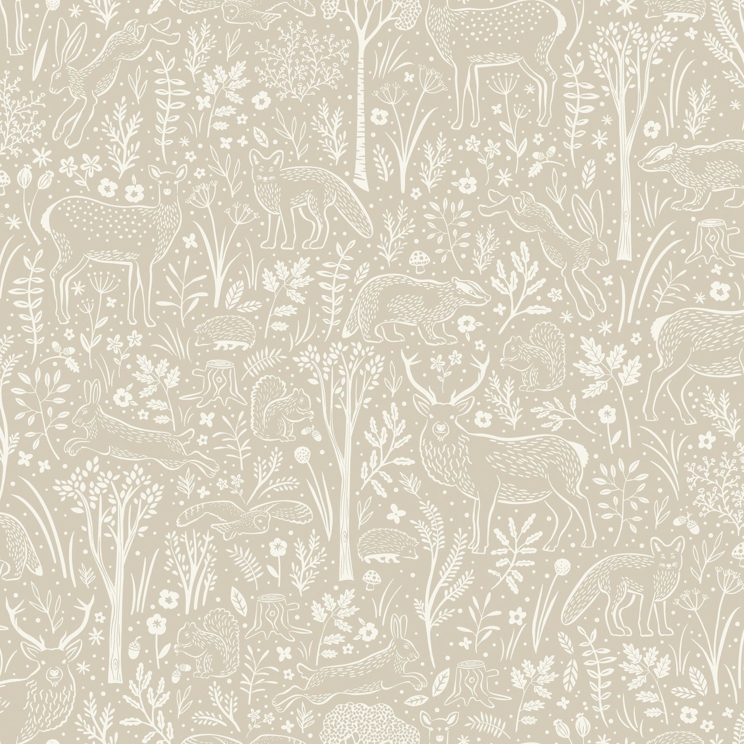 Trees all-over Wallpaper in beige color - pattern number GDLD3403 - by Grandeco in the Little Dreamers collection