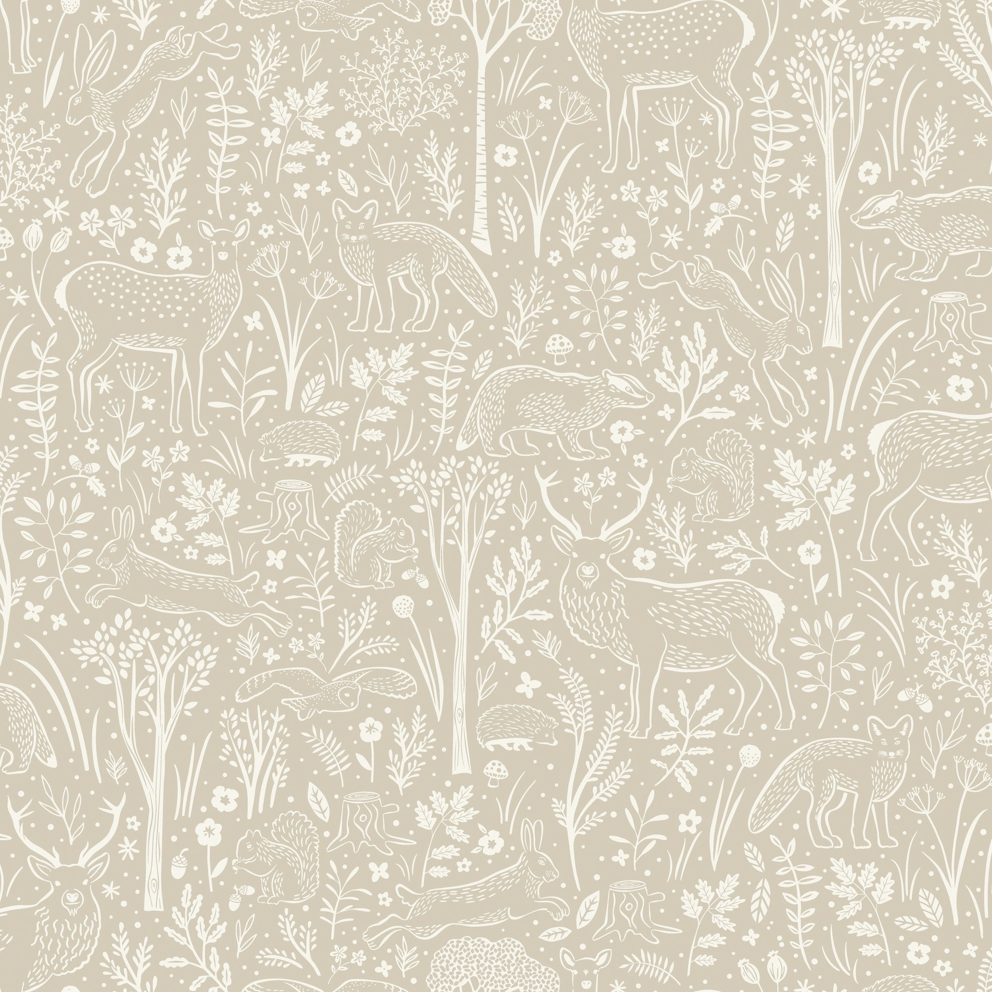 Trees all-over Wallpaper in beige color - pattern number GDLD3403 - by Grandeco in the Little Dreamers collection