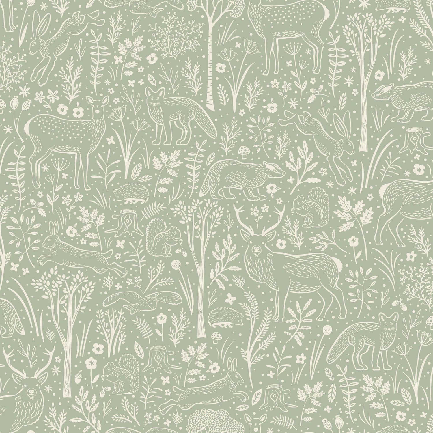 Trees all-over Wallpaper in green color - pattern number GDLD3413 - by Grandeco in the Little Dreamers collection