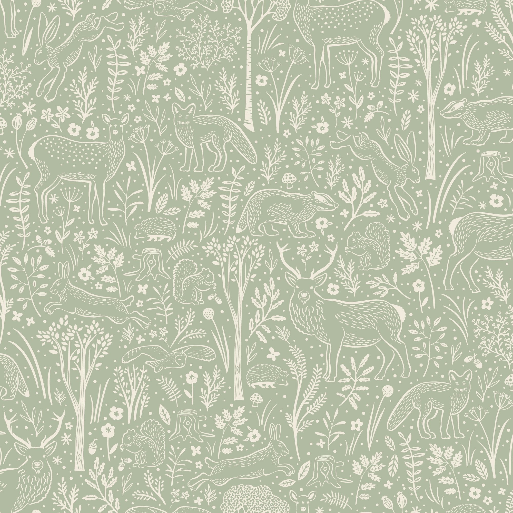 Trees all-over Wallpaper in green color - pattern number GDLD3413 - by Grandeco in the Little Dreamers collection