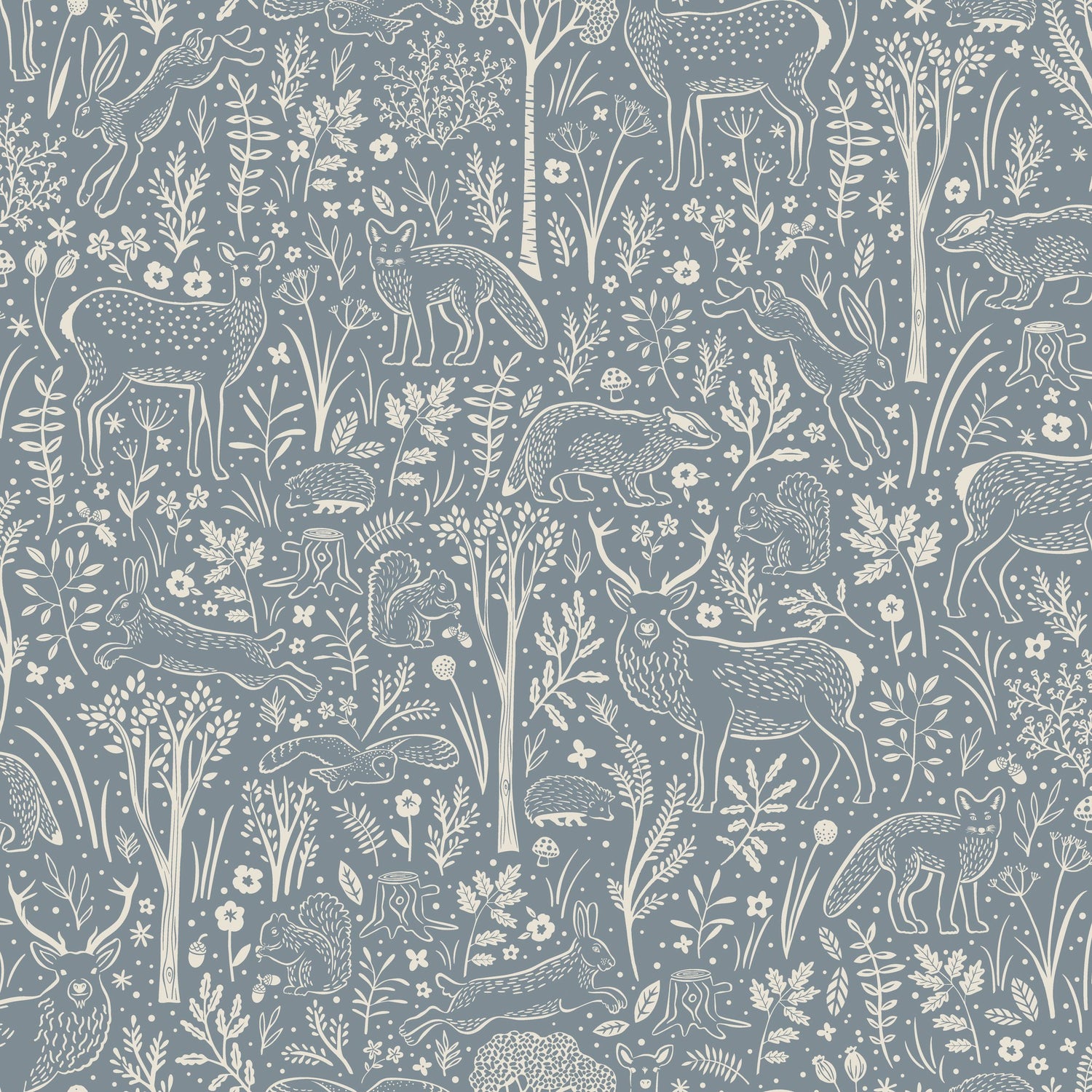 Trees all-over Wallpaper in blue color - pattern number GDLD3415 - by Grandeco in the Little Dreamers collection