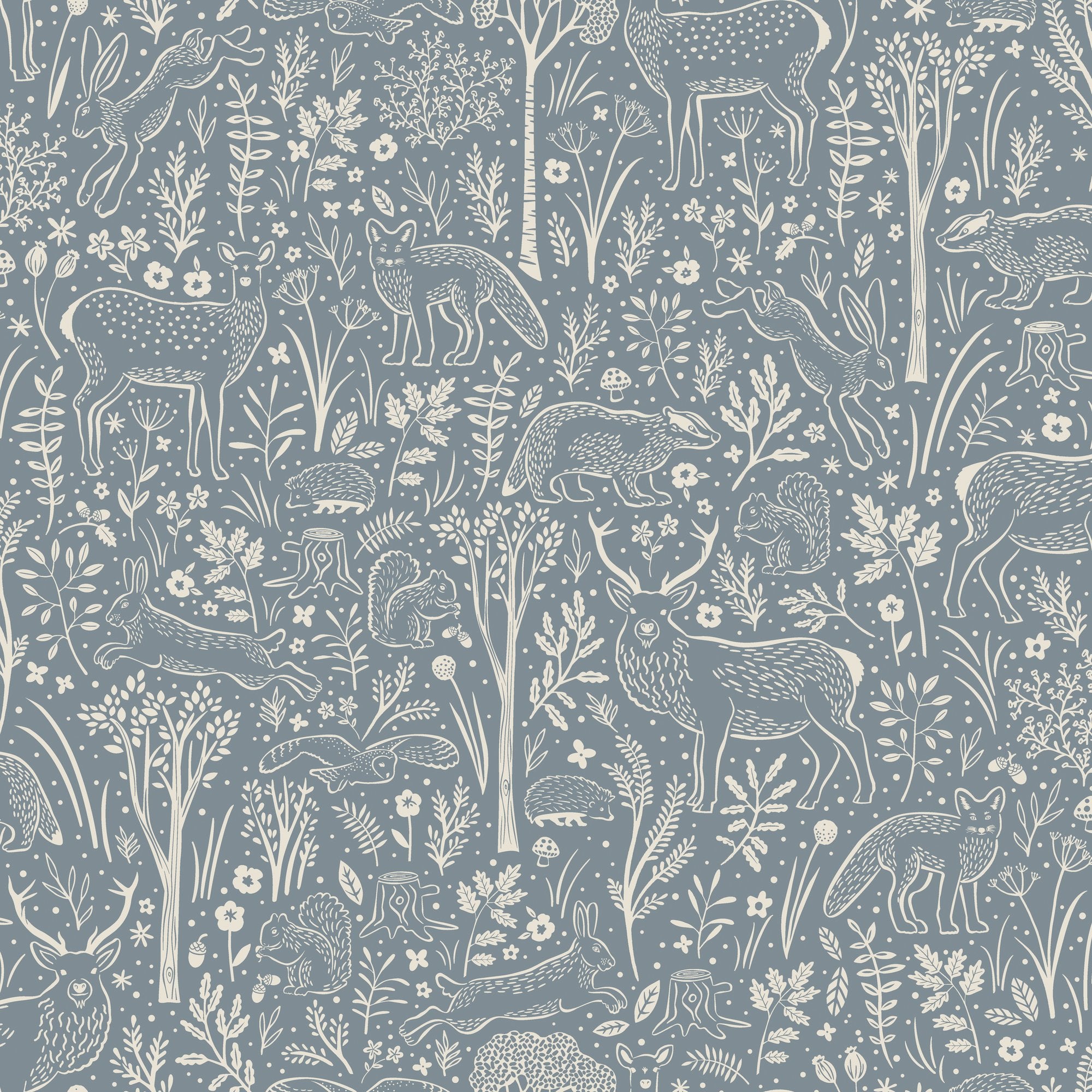 Trees all-over Wallpaper in blue color - pattern number GDLD3415 - by Grandeco in the Little Dreamers collection